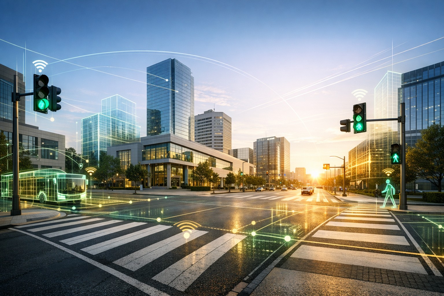 Blue City technology integration for smart traffic management.