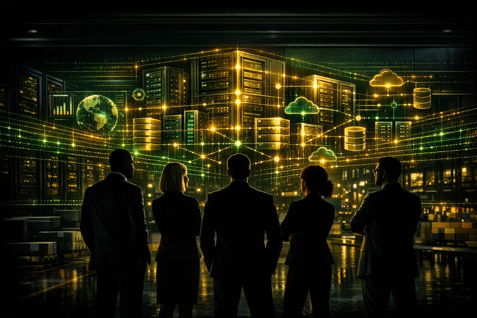 UACS corporate team working on advanced technology systems.