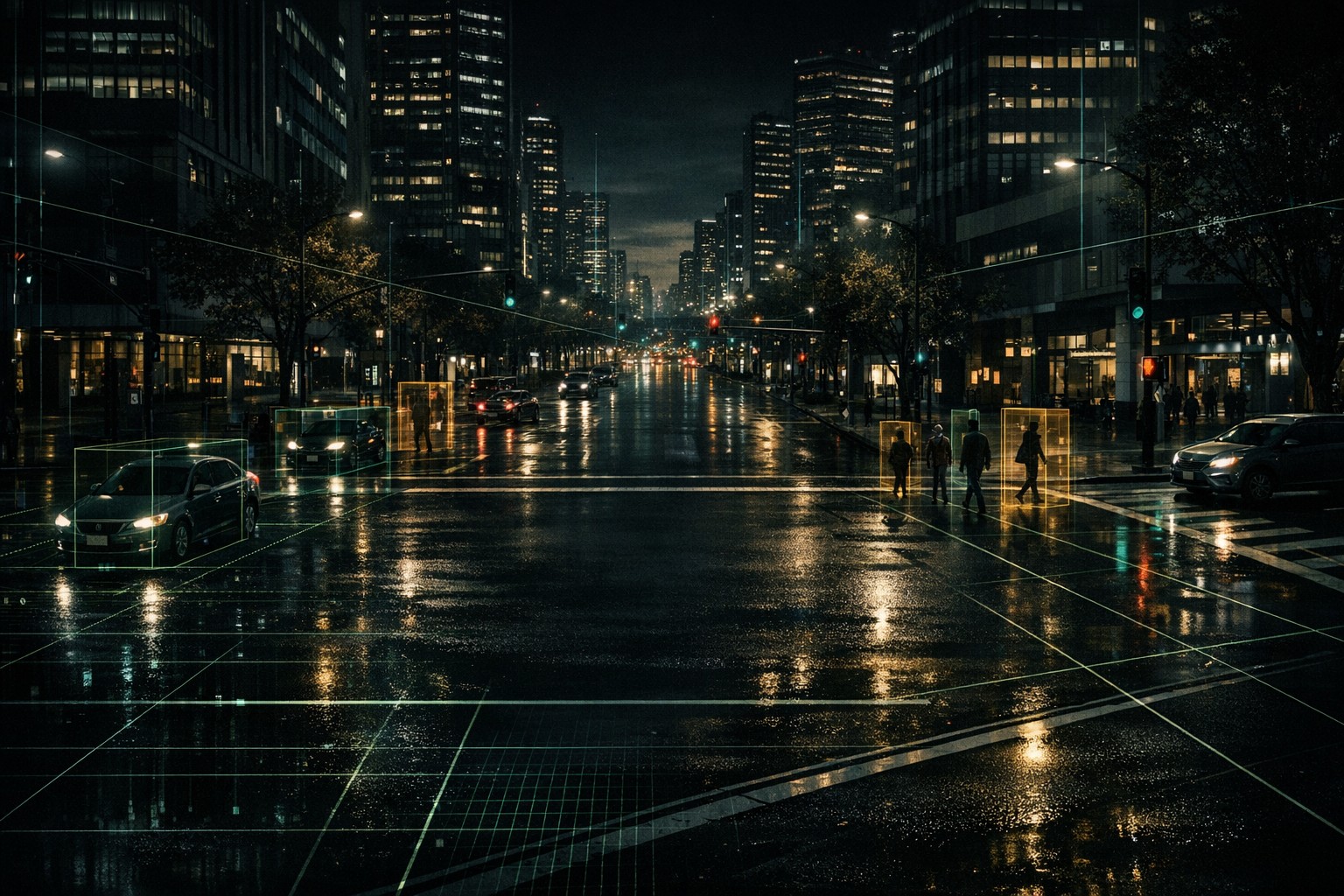 Interactive 3D digital twin visualization of an urban environment.